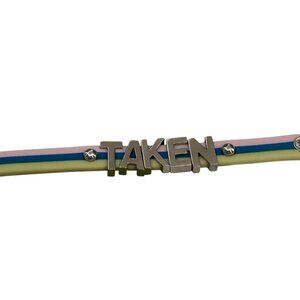 BCBG BCBGENERATION TAKEN PINK BLUE YELLOW SLIDE LETTER BRACELET NEW